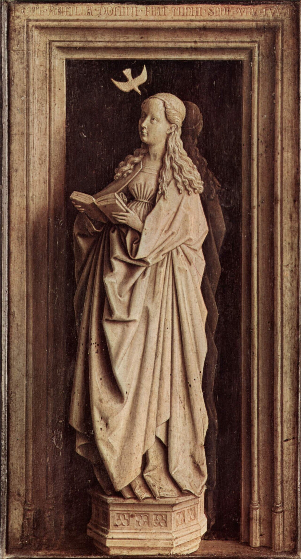 van Eyck Annunciation grisaille van Eyck Annunciation grisaille