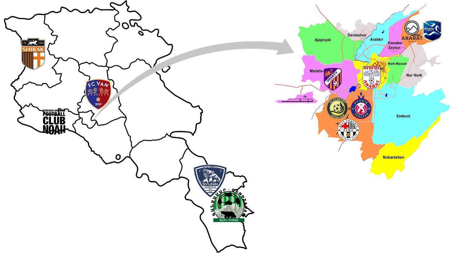 Map of Armenian Premier league 2024/25 : r/ArmeniaNT