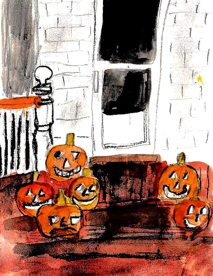 illustrations of 80's trick or treaters by Beth Spencer