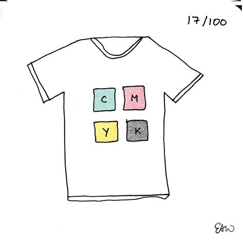 Nine more t-shirt thumbnail sketches.