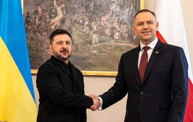 Ukrainian President Vladimir Zelensky and Polish President Karol Nawrocki.