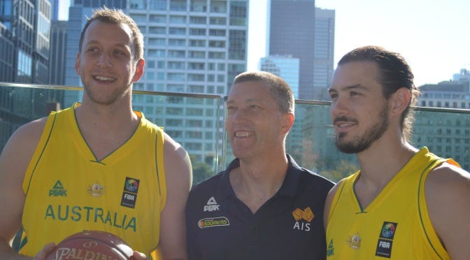 Joe Ingles, Andrej Lemanis and Chris Goulding | Credit: Damian Arsenis Joe Ingles, Andrej Lemanis and Chris Goulding | Credit: Damian Arsenis