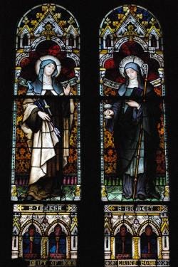Ss. Teresa of Avila and Brigid of Kildare, St. Joseph's Catholic Church, Macon, GA. Saint Teresa and Saint Brigid were two great contemplatives who were also engaged in making the world a better place. Ss. Teresa of Avila and Brigid of Kildare, St. Joseph's Catholic Church, Macon, GA. Saint Teresa and Saint Brigid were two great contemplatives who were also engaged in making the world a better place.