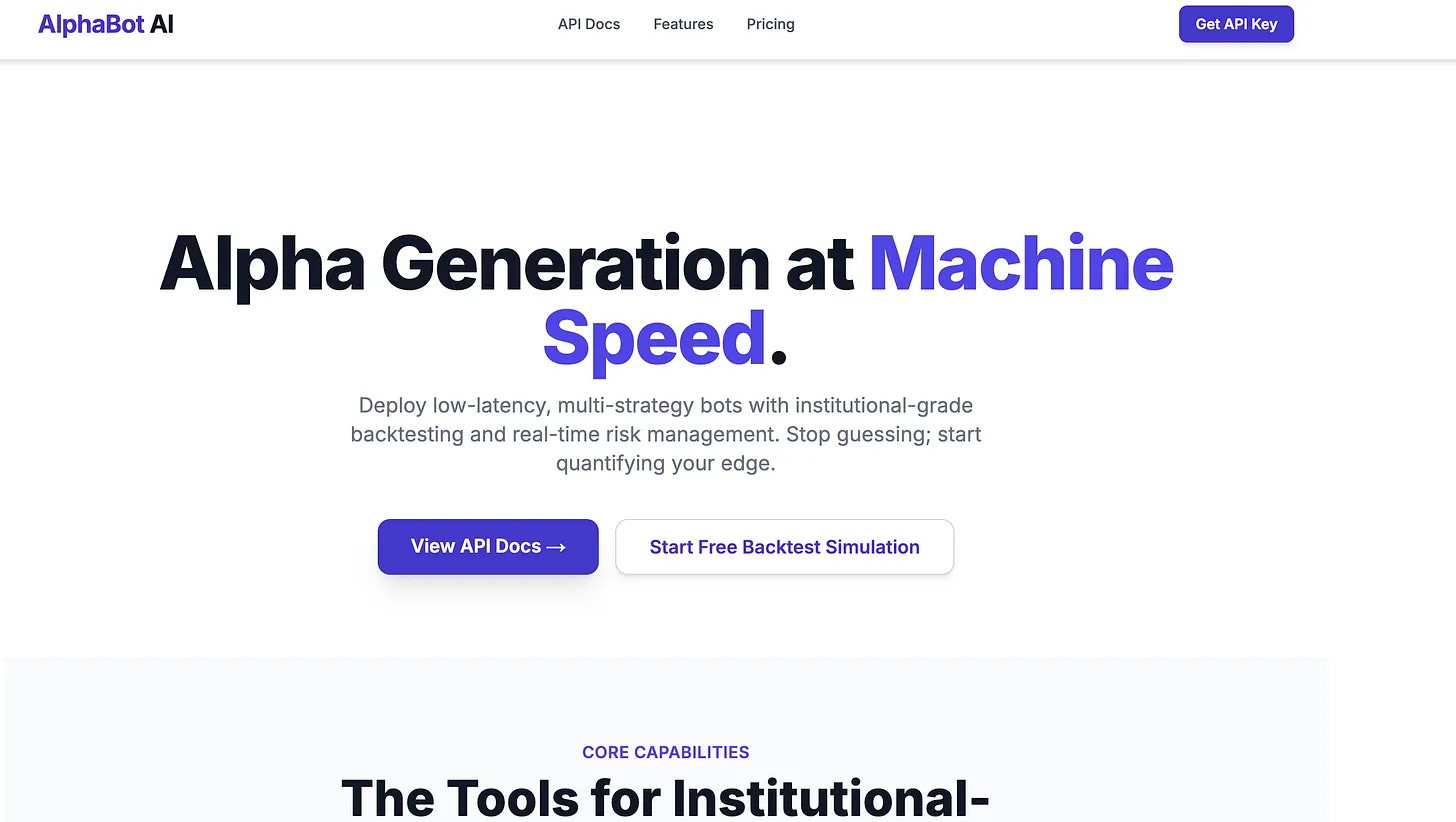 SaaS trading-bot landing page built by Claude Code on a local model for free