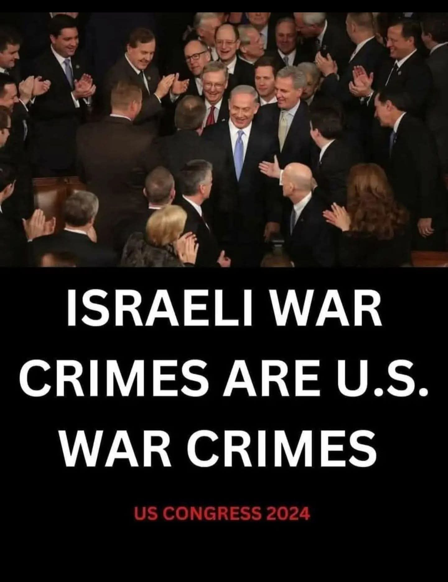 Puede ser una imagen de 5 personas y texto que dice "ISRAELI WAR CRIMES ARE U.S. WAR CRIMES US CONGRESS USCONGRESS2024 2024"