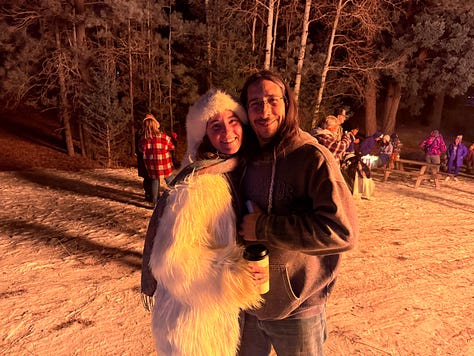 bonfire at the park in the snow