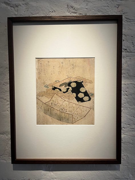 Paintings by Sebastián Espejo and Pierre Bonnard, also prints by Hokkusai and Hiroshige, and an image of the lower gallery