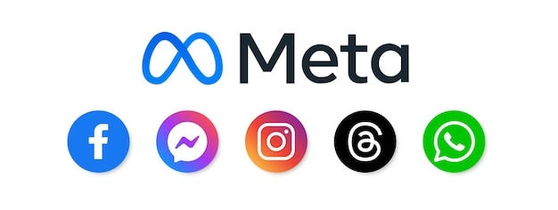 Premium Vector | Meta apps Facebook Messenger Instagram Threads Whatsapp  logotype icon Social media app Network application Popular editorial brand  Vector illustration