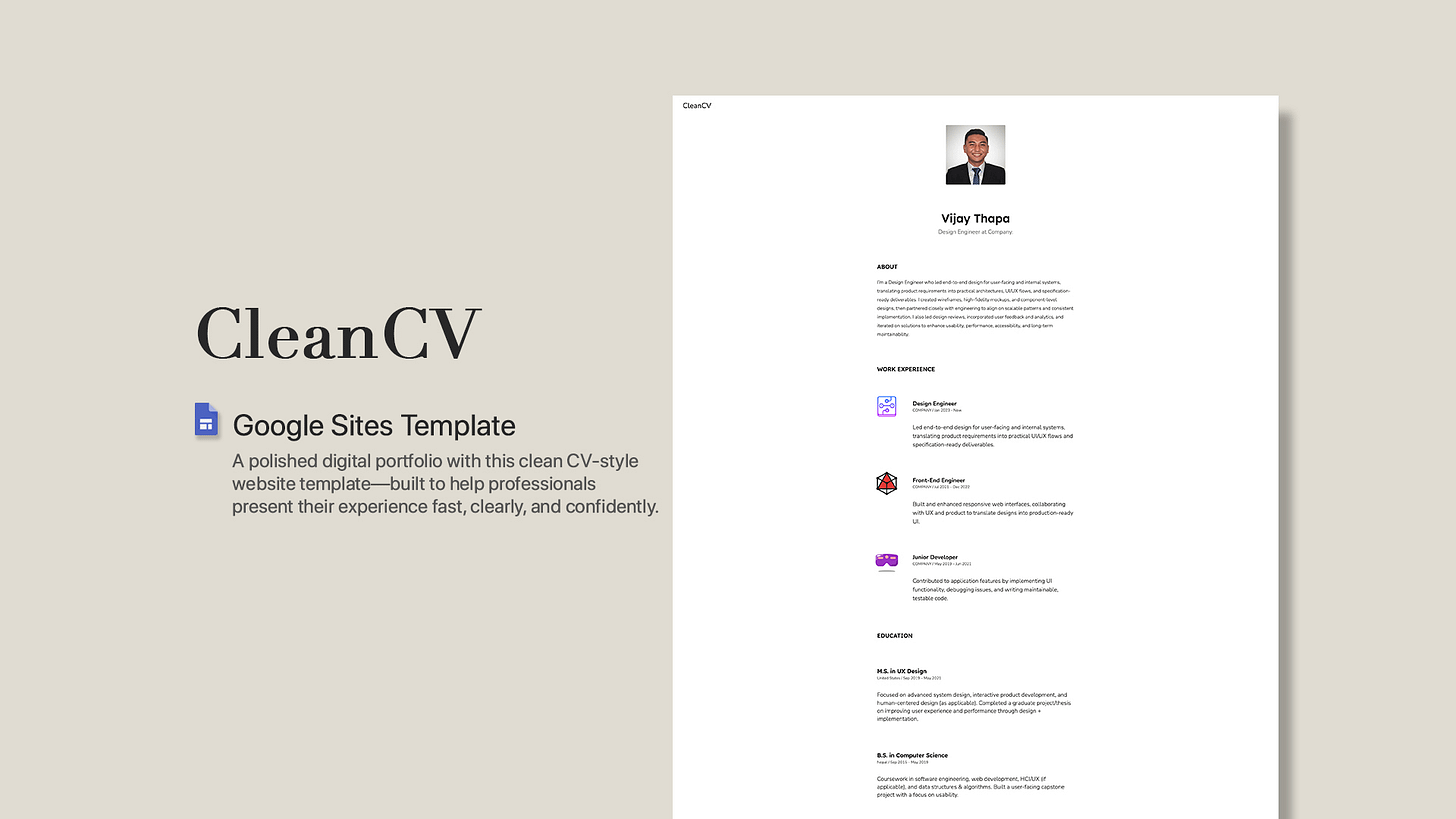 CleanCV - Google Sites Template by Vijay Thapa CleanCV - Google Sites Template by Vijay Thapa