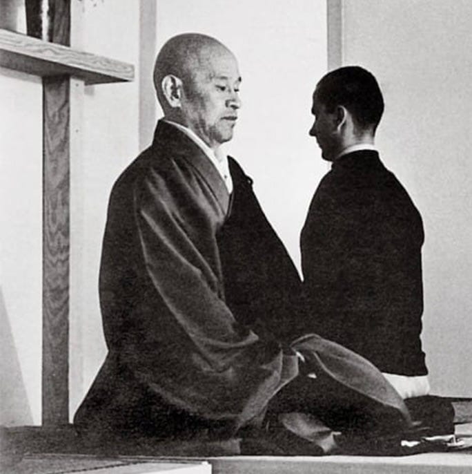 Suzuki Roshi sitting zazen