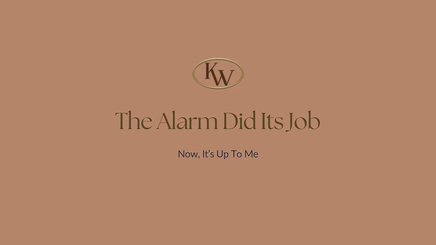 The Alarm Did Its Job Now, It's Up To Me The Alarm Did Its Job Now, It's Up To Me