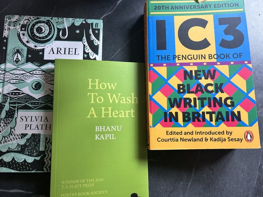 poetry books Ariel, IC3 and How to wash a heart
