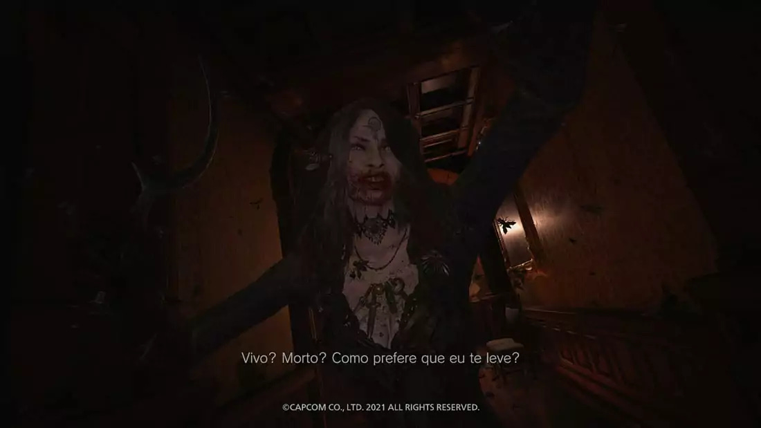 Lady Dimitrescu e suas filhas agem de maneira similar ao Mr X. (Imagem: Mateus Mognon/Captura de tela)