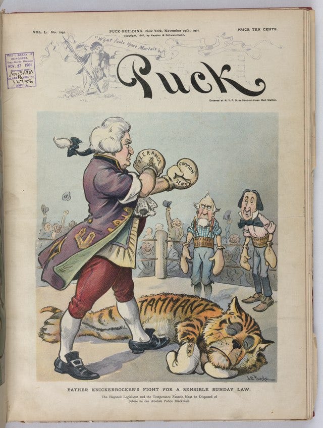 old newspaper articles/posters from the prohibition era encouraging tighter Sunday Blue Law enforcement