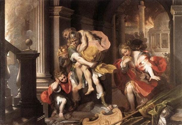 Aeneas' Flight from Troy by Federico Barocci, 1598 Aeneas' Flight from Troy by Federico Barocci, 1598