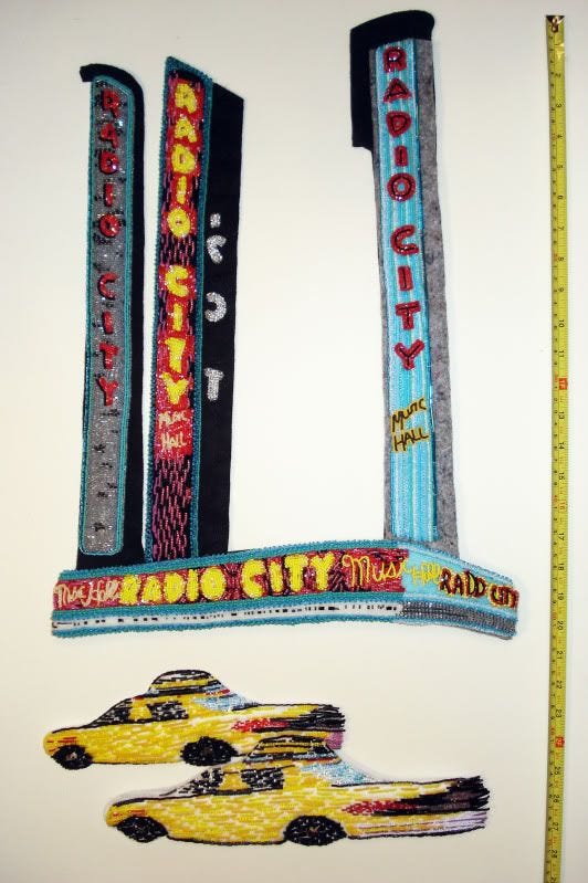 Beaded NYC street scene bead embroidery art beadwork taxi cab painting Beaded NYC street scene bead embroidery art beadwork taxi cab painting