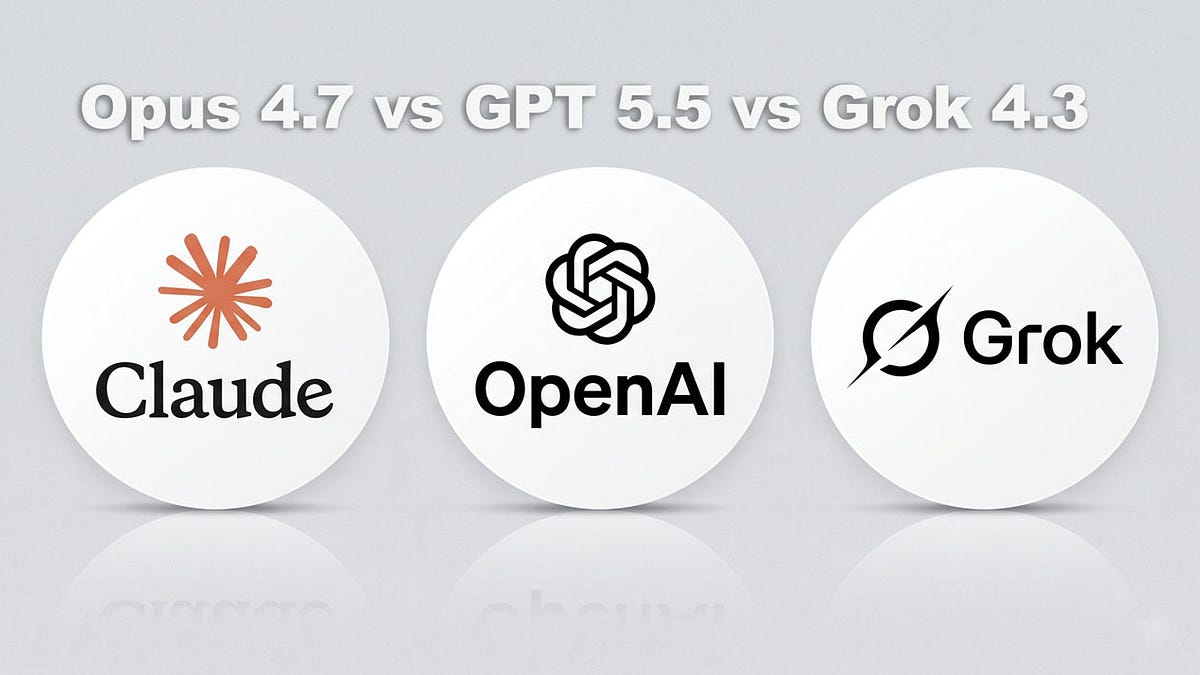 Open AI GPT 5.5 Spud vs Anthropic Claude Code Opus 4.7 vs Grok 4.3 ...