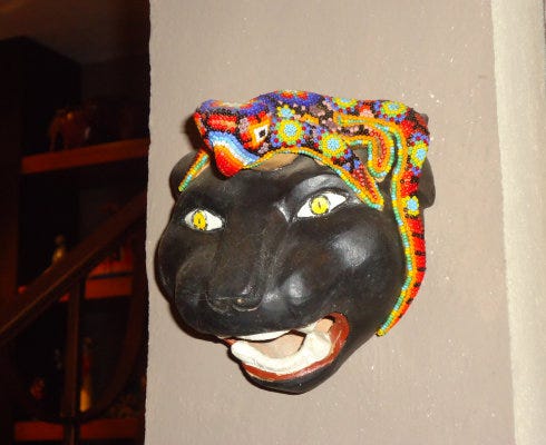 Casa de los Venados Valladolid Yucatan Mexico Huichol beadwork folk art museum bead artist jaguar
