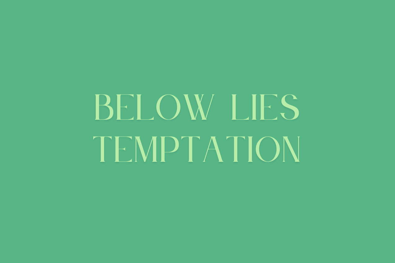 Text image reading "Below Lies Temptation," marking optional hints for the puzzle.