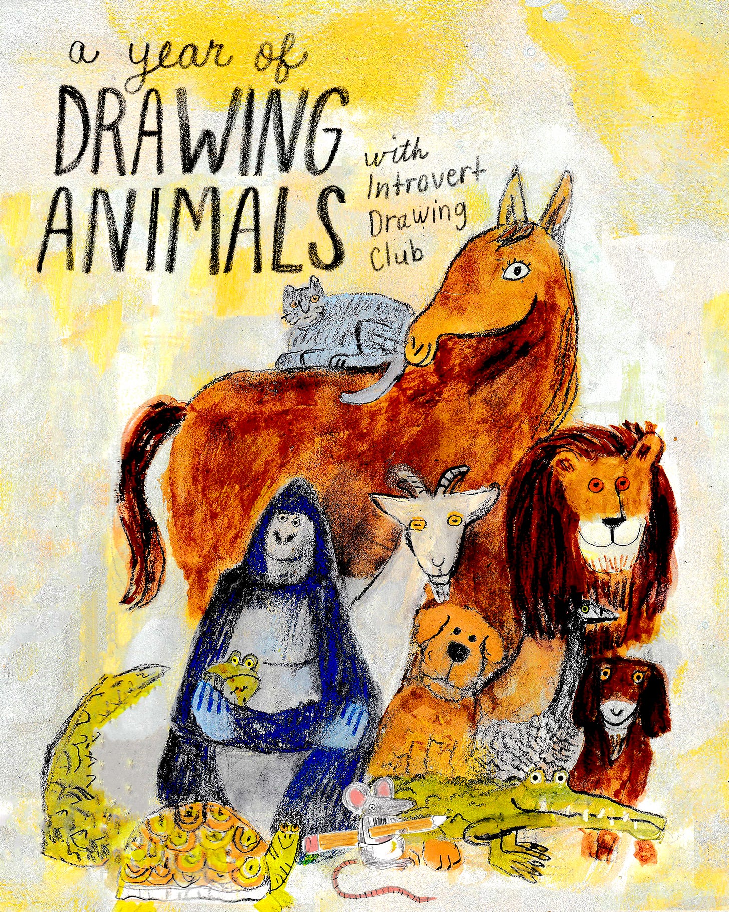 a year of drawing animals with introvert drawing club