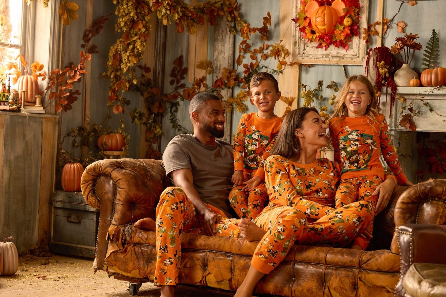 Family wearing Mickey Mouse and Friends Halloween Pajama Pals sets Family wearing Mickey Mouse and Friends Halloween Pajama Pals sets