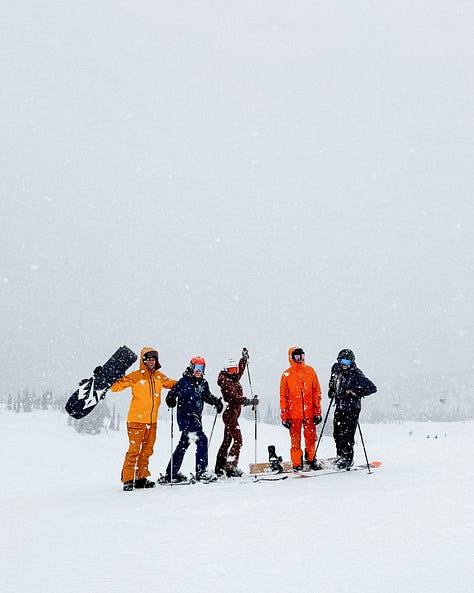 skiing with friends in whistler