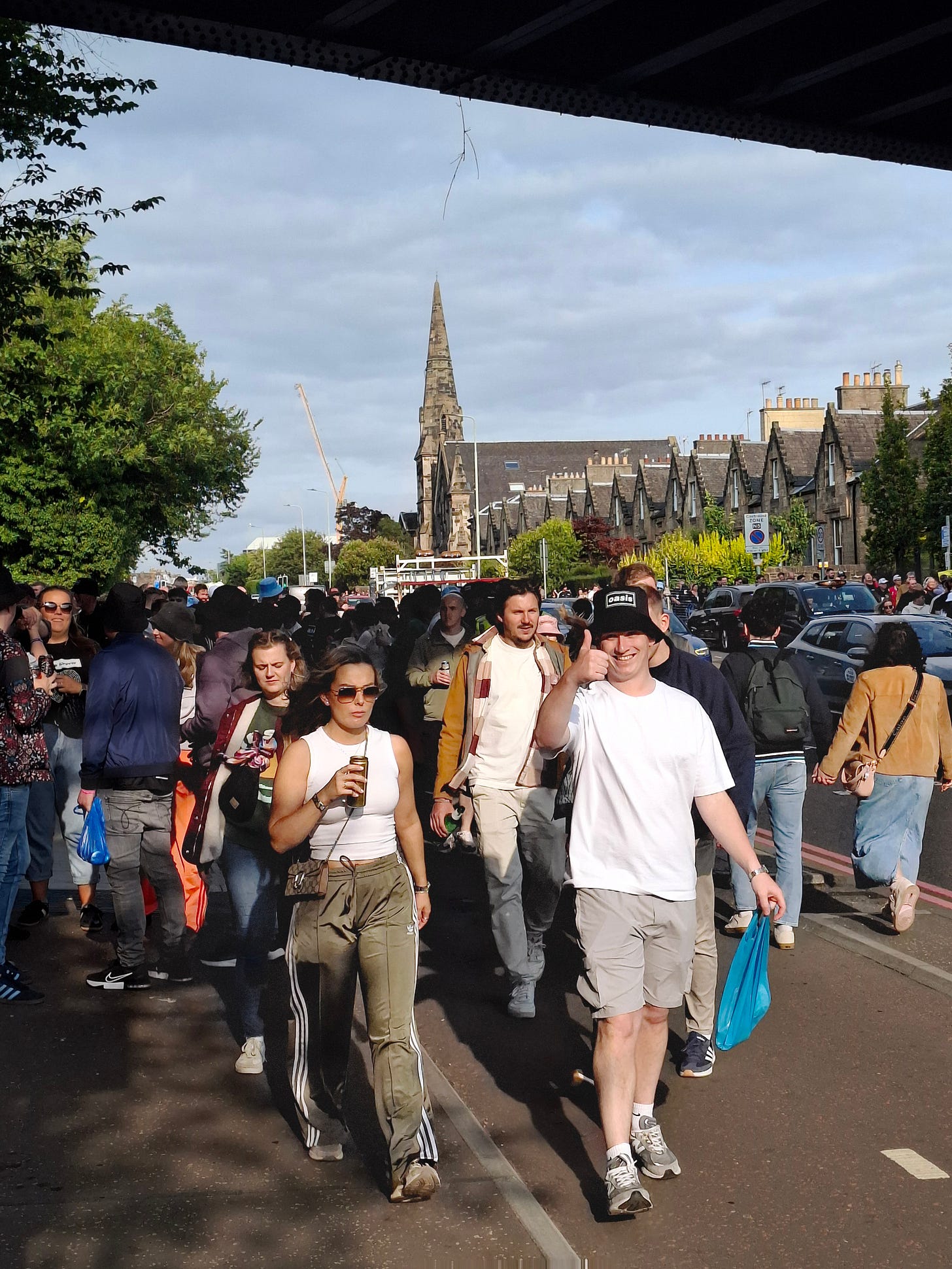 Oasis fans on Chapelhill Road, Edinburgh