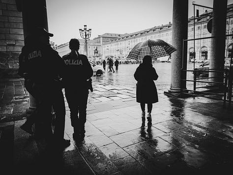 Nine photos shot in Piazza Castello, Via Roma and Piazza San Carlo.