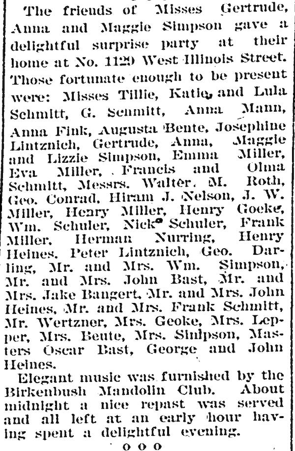 Evansville (IN) Journal, May 22, 1896  (Source: Genealogy Bank)