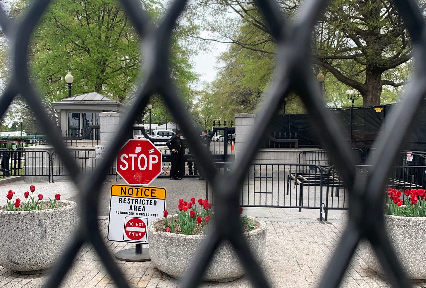 A “Restricted Area” sign was recently placed outside the White House. 