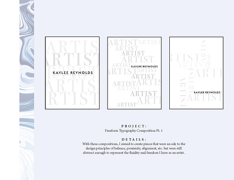 A student portfolio from an earlier semester