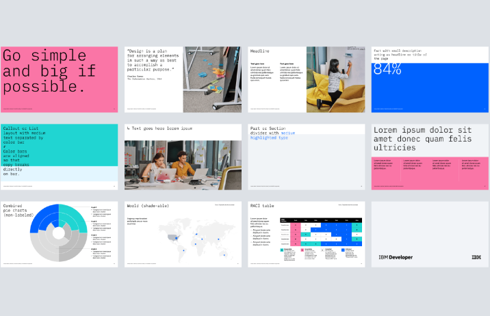 img: IBM’s internal PowerPoint template using Plex; source: ibm