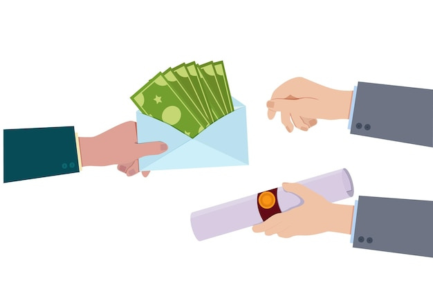Premium Vector | Corruption bribery and embezzlement an envelope with money in exchange for an approved contract Premium Vector | Corruption bribery and embezzlement an envelope with money in exchange for an approved contract