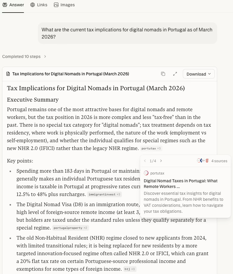 Perplexity deep research tool in action Perplexity deep research tool in action