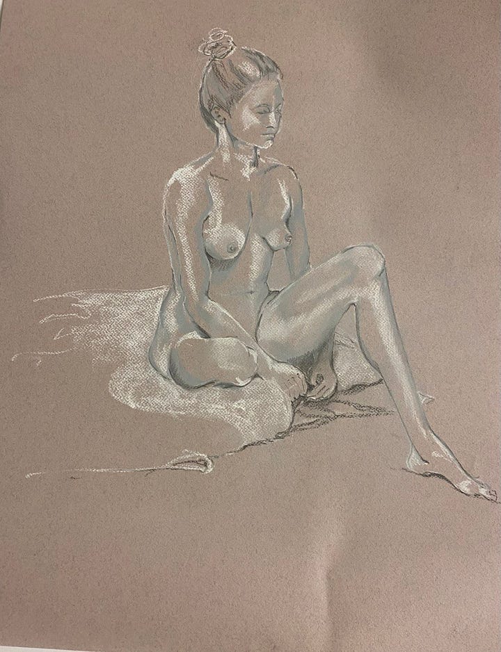 life drawings of a nude female