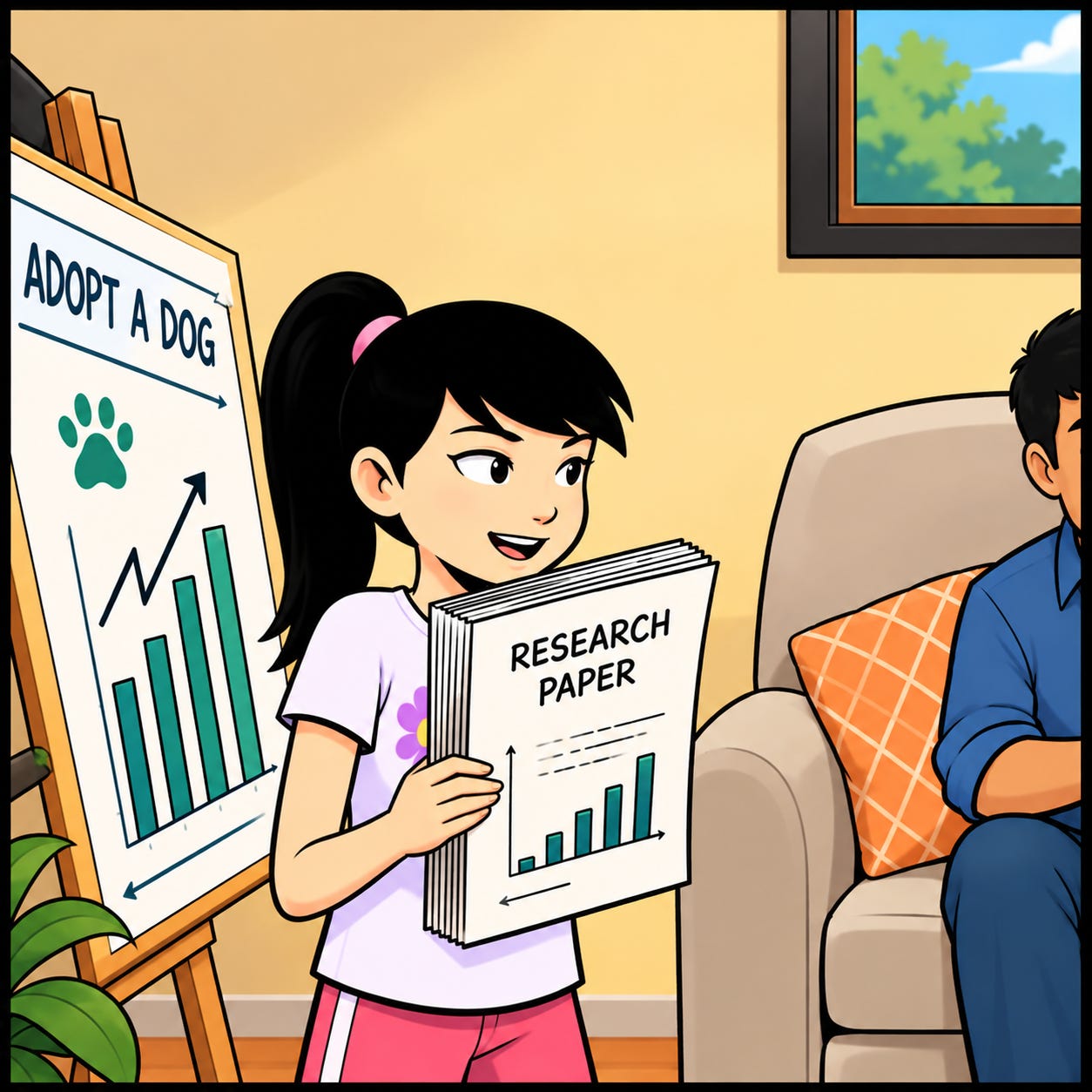 Zara presents her research on adopting a dog.