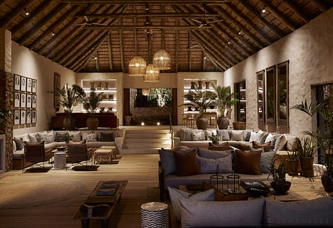 Elsa Young photography — Londolozi Private Granite Suites interior, South Africa. Natural materials and considered space in an identity-led hospitality environment.