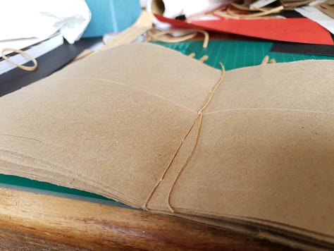 Books I made and workspace images from the tween time creativity.