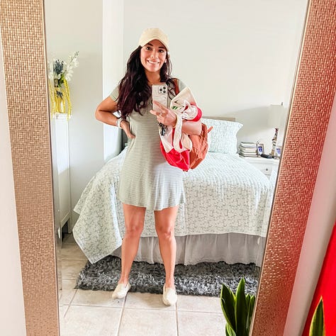 Photo of a hand holding up an illustrated book entitled 'Trees,' in a living room with a red bookcase and a tv in the background; mirror selfie photo of woman in a short dress and cap and carrying a bag; photo of a tree with several orchids of different colors along a sidewalk in front of a building; photo of a coastline with water in the background and a city skyline in the distant background, with a towering art sculpture and palm trees in the foreground; a photo of a woman's legs and painted toes sitting on green grass with a backpack on her left and a rocky shore and water from a bay in front of her; photo of a white stone archway with ivory and patterned tiles inset, and palm leaves on the ground below, with patches of light and shadow against the wall; a convertible car with paintings and the words 'Everybody LOVE everybody' and bumper stickers that say things like 'Life Without Art is Stupid'; a photo of a head-on view of a baby blue with yellow trim lifeguard station on the sand with the ocean behind it; an overhead photo of a stack of magazines, scissors, and magazine clippings for a collage, on top of a clear glass coffee table and tile floor and rugs.