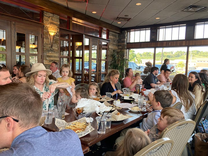 People eating at a restaurant.