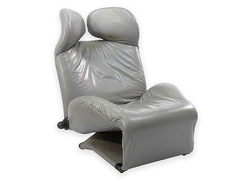 Toshiyuki Kita for Cassina Wink Chair 1980 Grey Leather Contemporary Lounge Armchair Italy