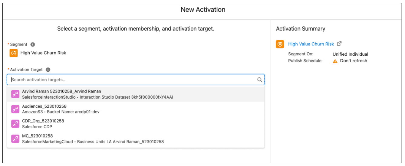 New Activation screen in CDP.