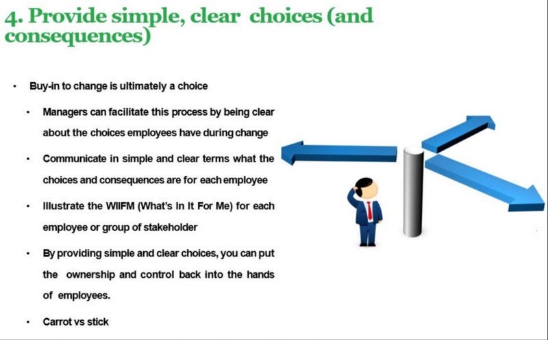 Provide simple, clear choices. For being fired. Honestly, what an absolute bunch of chancers.
