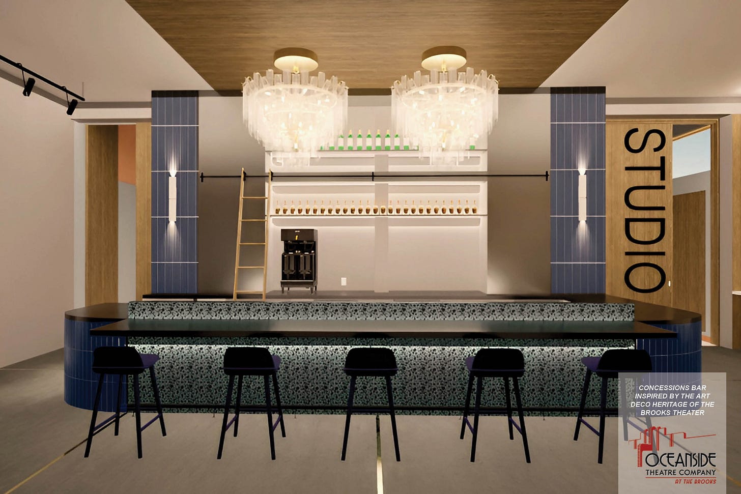 A rendering shows the new lobby for the Sunshine Brooks Theatre in Oceanside. Courtesy image