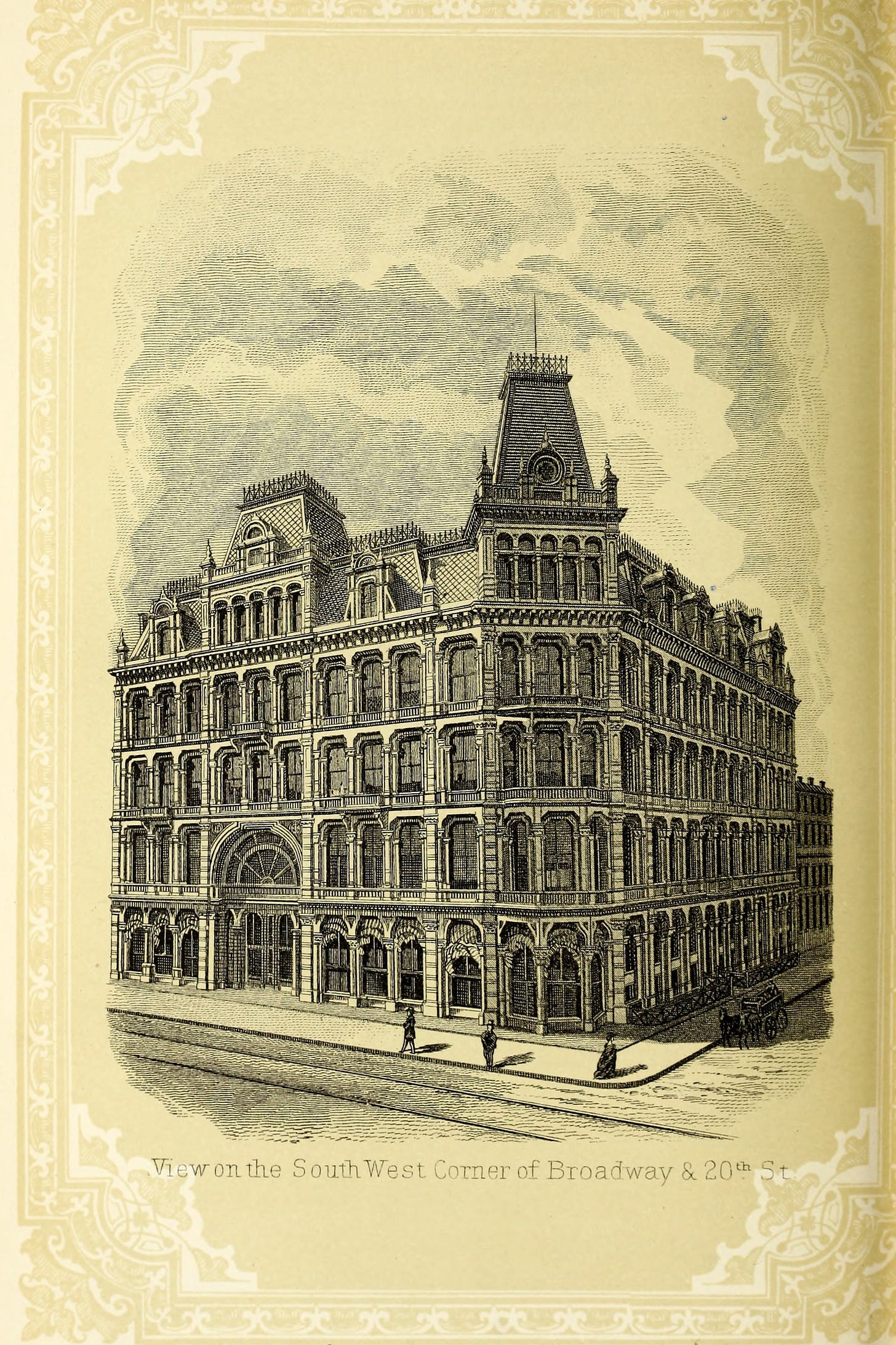 The Lord & Taylor Building, Broadway and 20th Street, New York City, the year it opened, 1870, for the Poetry in America Substack Along These Lines