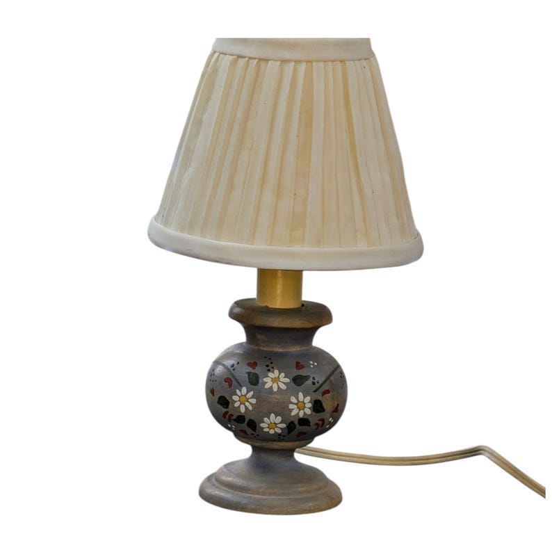 Vintage Fairy Lamp Small 5" Wood Mini Tiny Painted Flowers Night Light Accent Small Boudoir Hand Crafted Wood World Virginia image 1