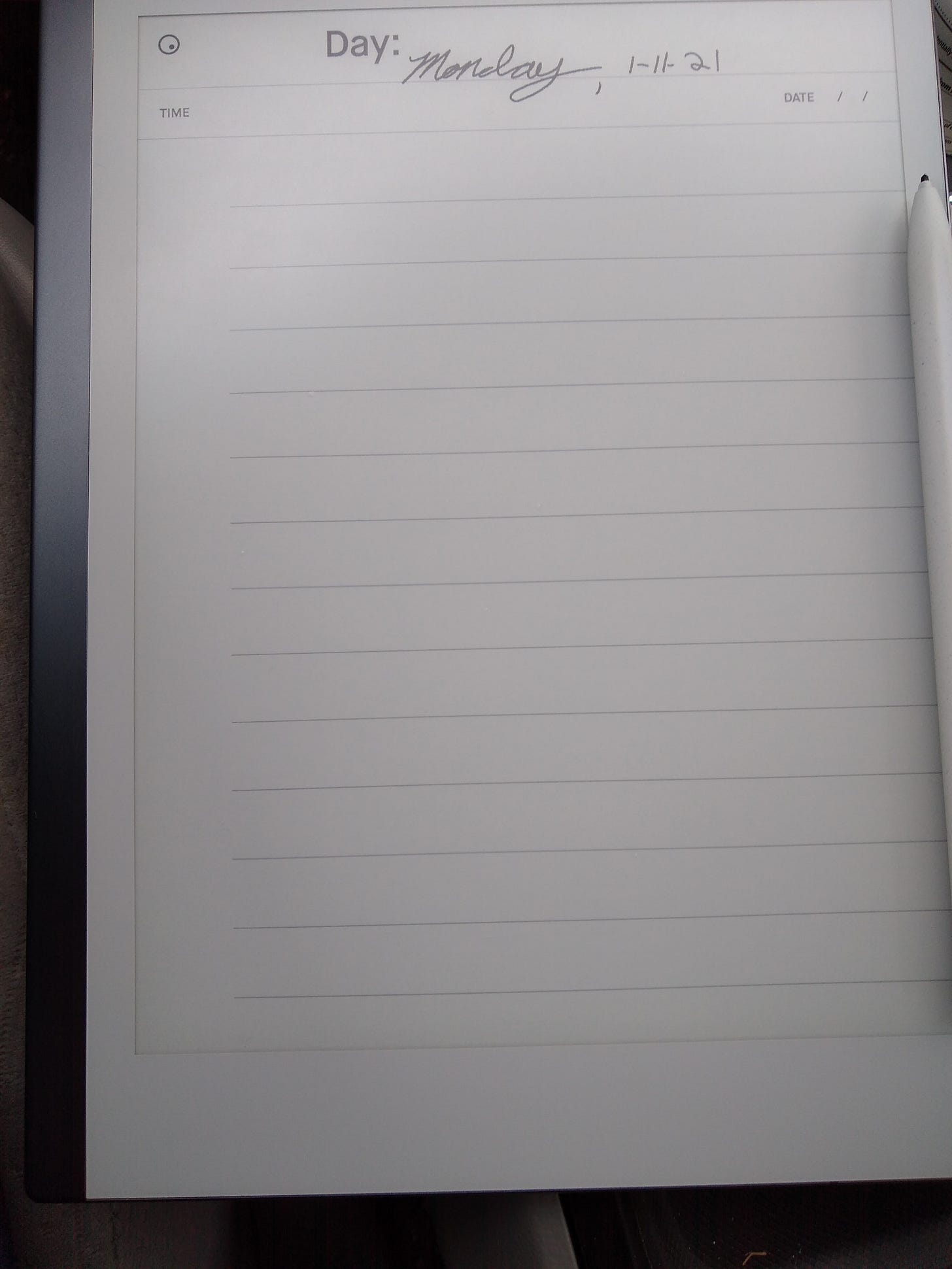 Day planner with "Monday, 1-11-21" written at the top.