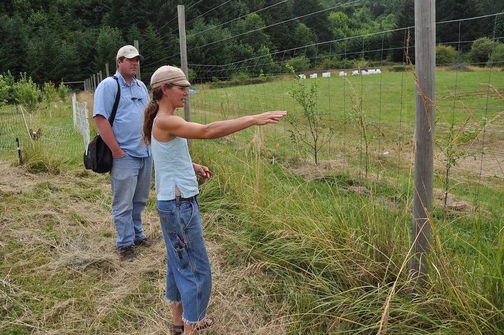 Beth Hoinacki, of Goodfoot Farm and NRCS District Conservationist, Tom Snyder Beth Hoinacki, of Goodfoot Farm and NRCS District Conservationist, Tom Snyder