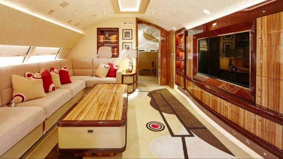 Luxurious interior of a private jet. Luxurious interior of a private jet.