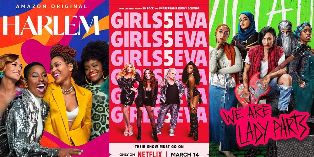 Poster for Harlem, Girls5eva and We Are Lady Parts